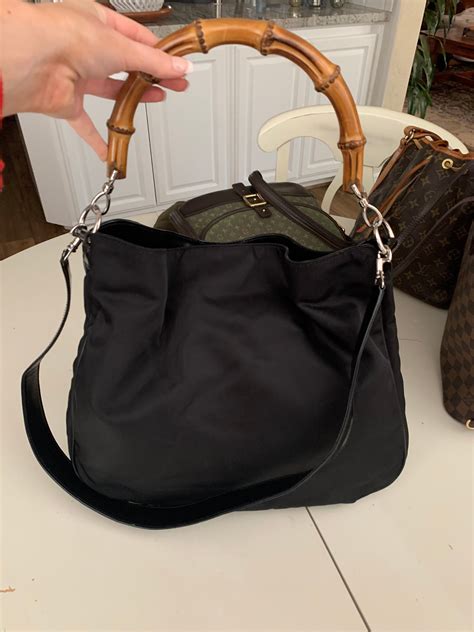 gucci black bamboo tote